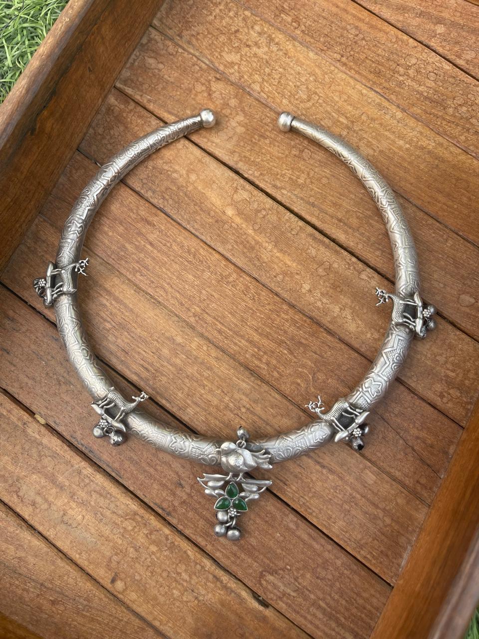 Bird reindeer oxidised hasli choker - Alluring Accessories