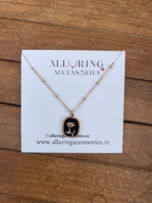 Black Rose stainless Steel rosegold Neckline - Alluring Accessories