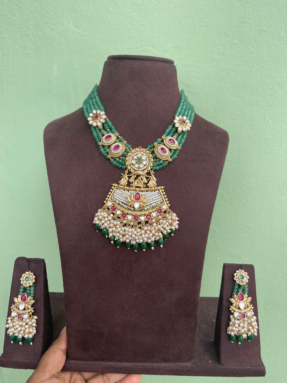 Bridal five layered heavy real Kundan necklace - Alluring Accessories