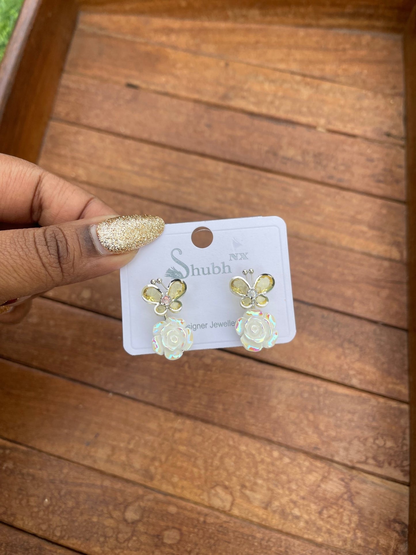 Butterfly rose drop stylish earrings - Alluring Accessories