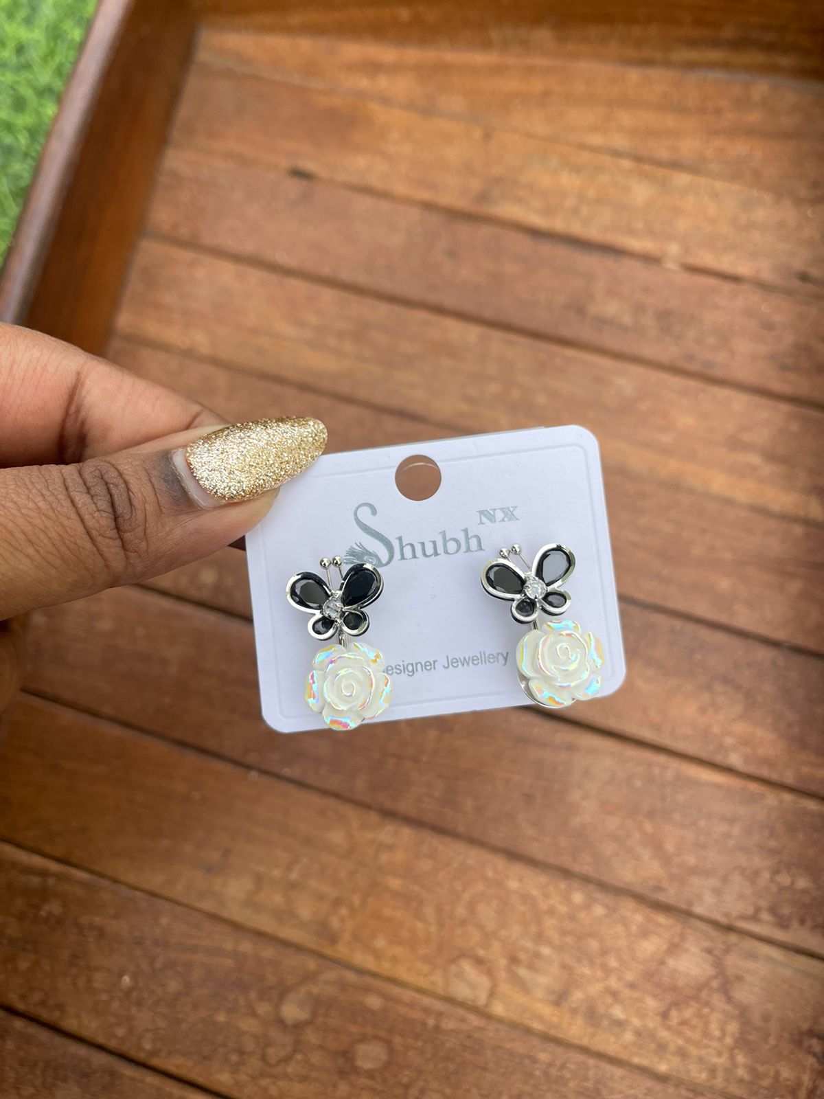 Butterfly rose drop stylish earrings - Alluring Accessories