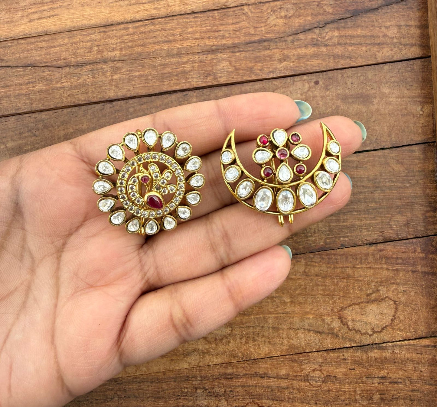 Sun moon uncut diamond hair accessory ( suryudu chandrudu) 8