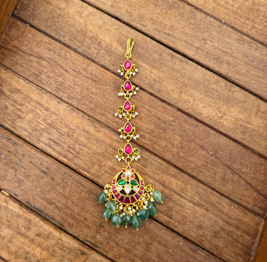 Flower real kundan chandbali mangteeka design5