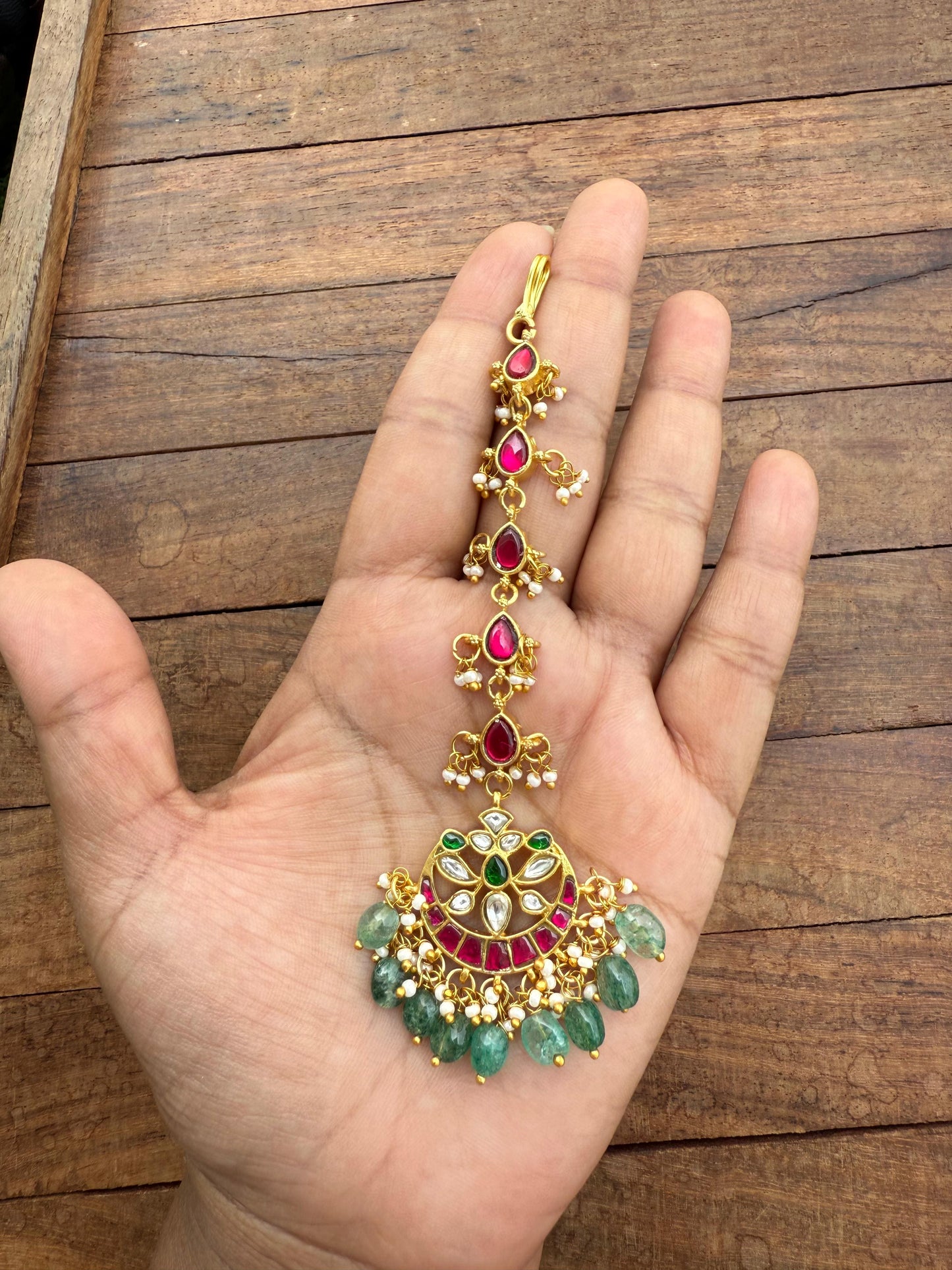 Sale chandbali real kundan mangteeka 2