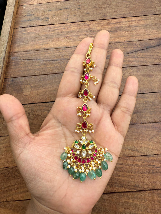 Sale chandbali real kundan mangteeka 2