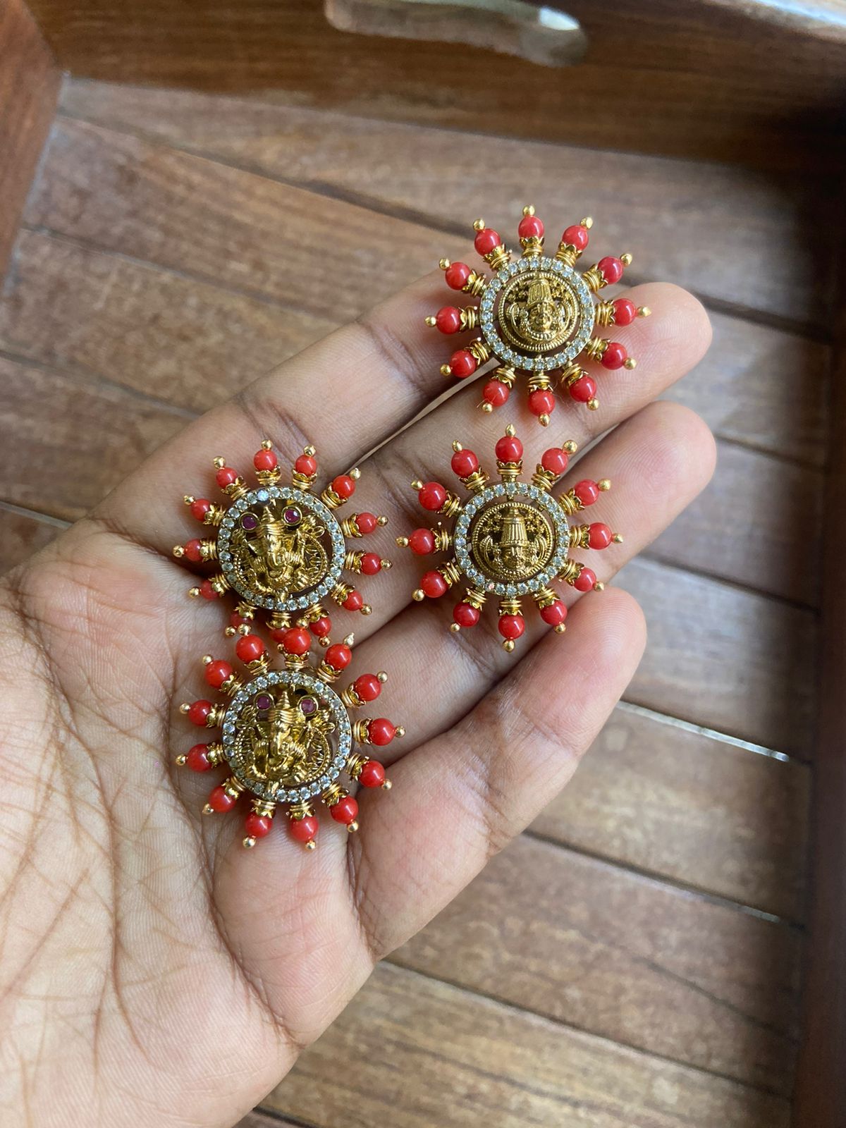 Coral ganesh balaji studs - Alluring Accessories