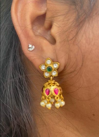 Cute real kundan flower jhumkas - Alluring Accessories