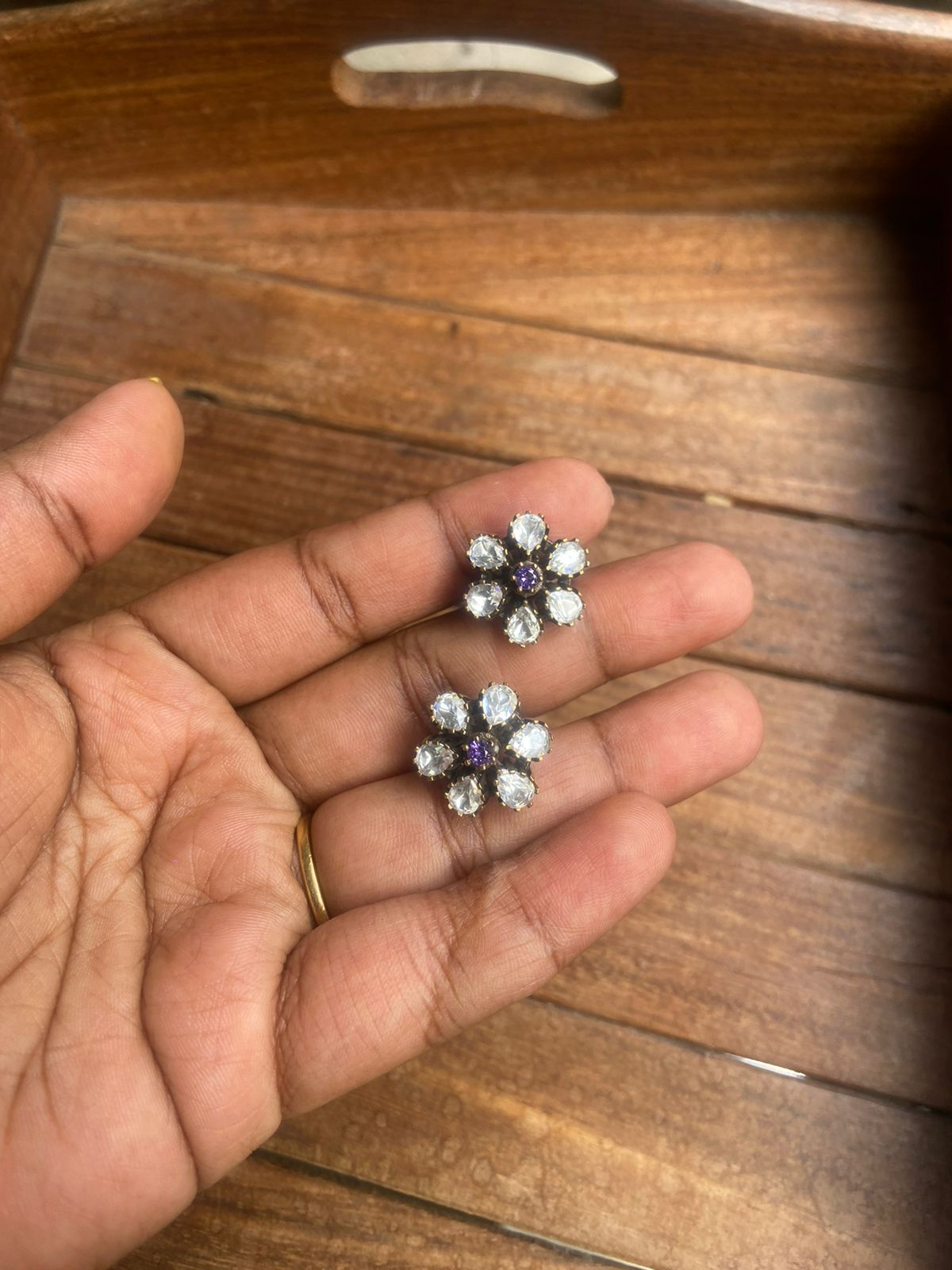 Cute Six stone moissanite flower studs - Alluring Accessories