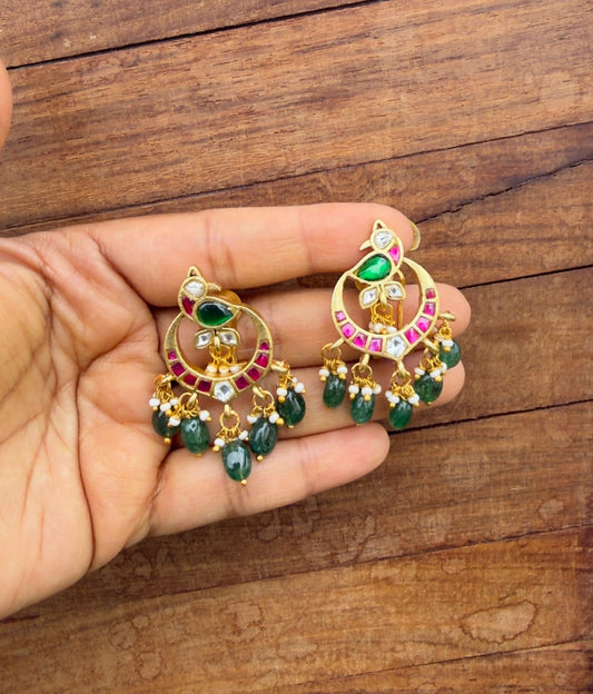 Peacock chandbali real Kundan earrings design4