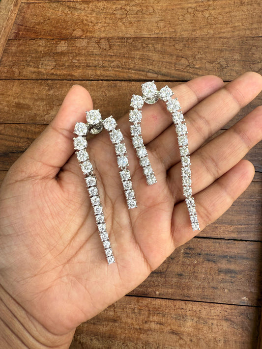 Stylish partywear U shape white shaded zircon danglers
