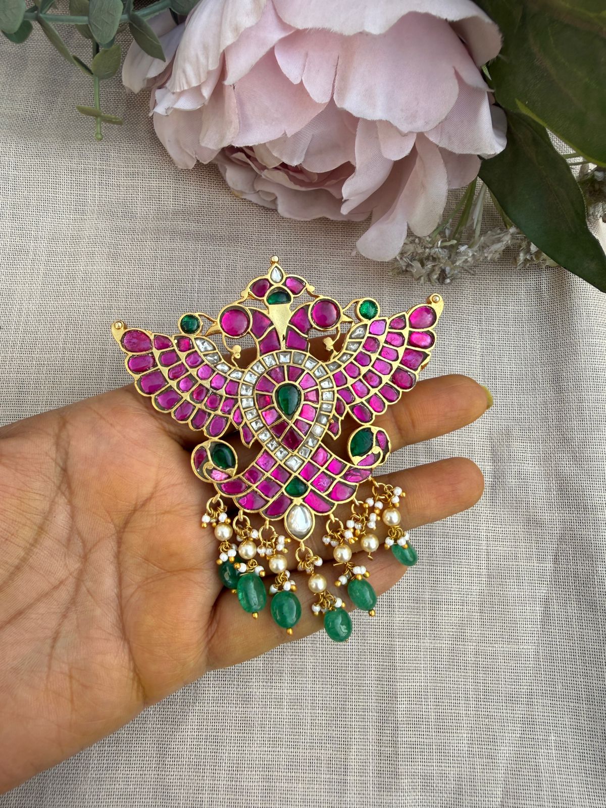 Ganda berunda ( garuda) big size real kundan locket