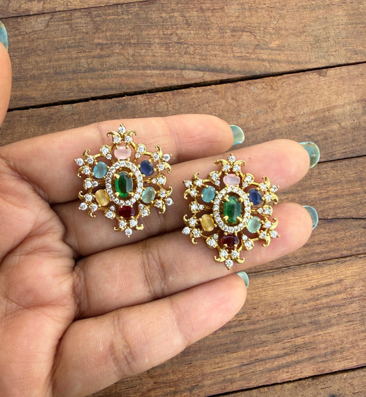 Pastel multi coloured flower studs design2