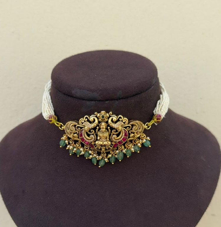 Lakshmi elephant real kundan full of pearls choker 5
