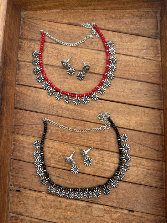 Flower oxidised 150 necklace