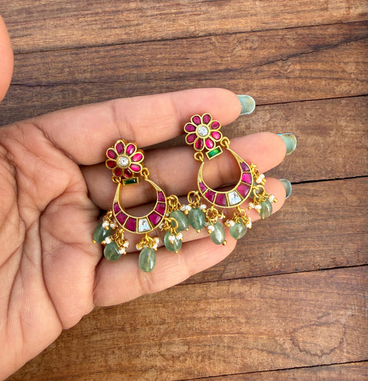 Flower real kundan chandbali earrings design6