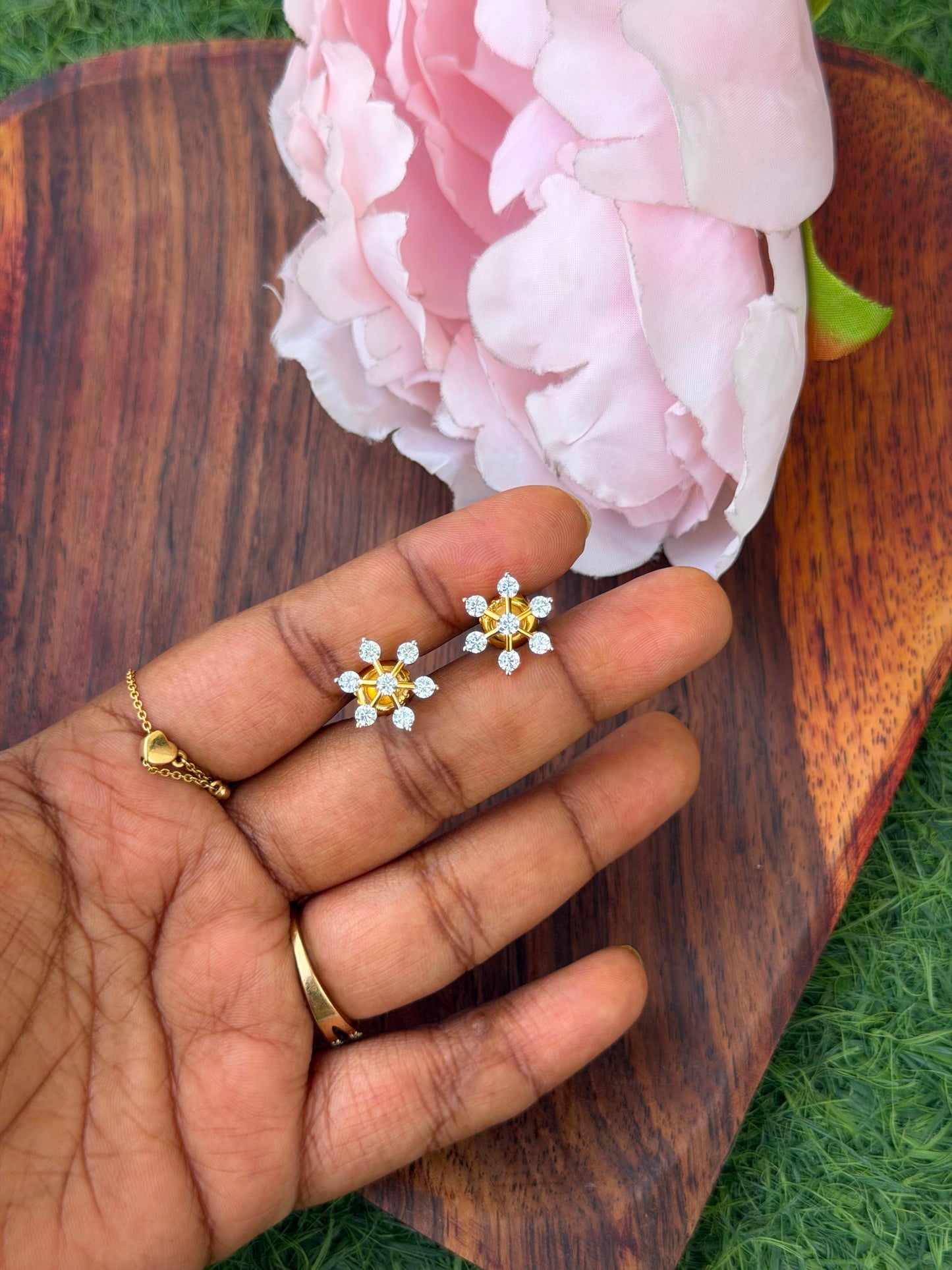 92.5 real silver GJ polish flower studs