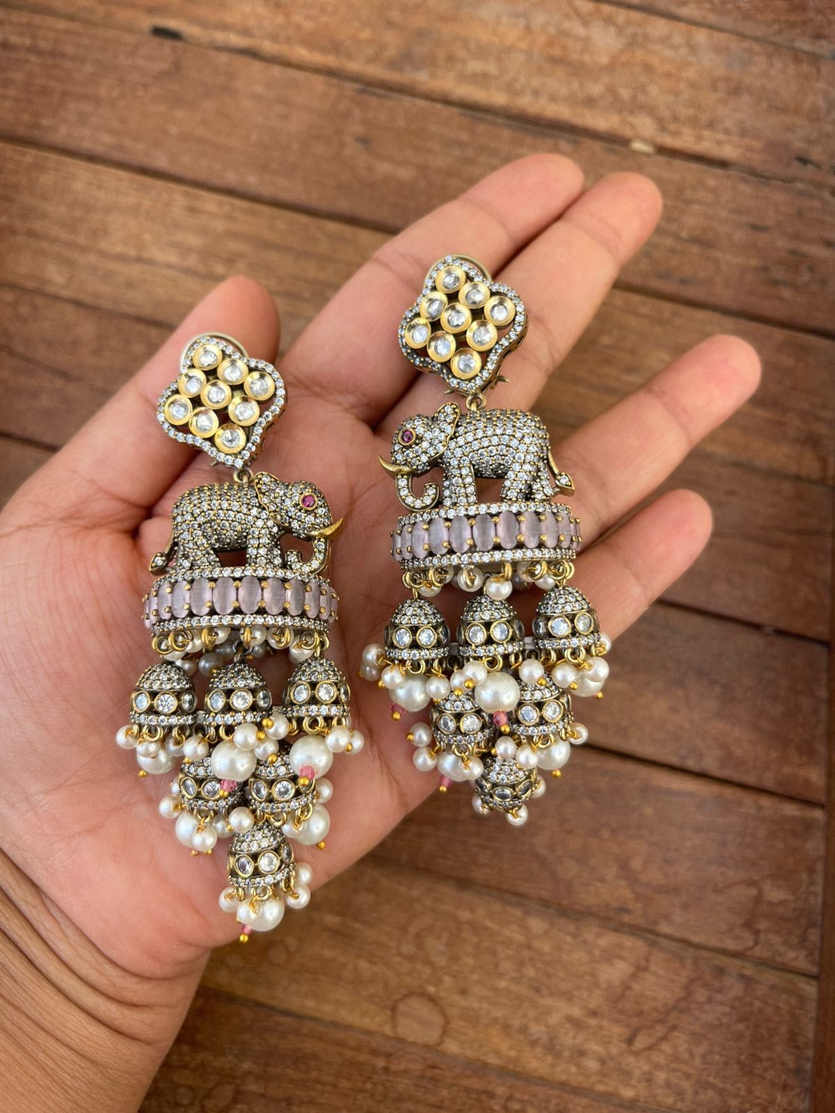 Designer elephant victorian six jhumkas - Alluring Accessories