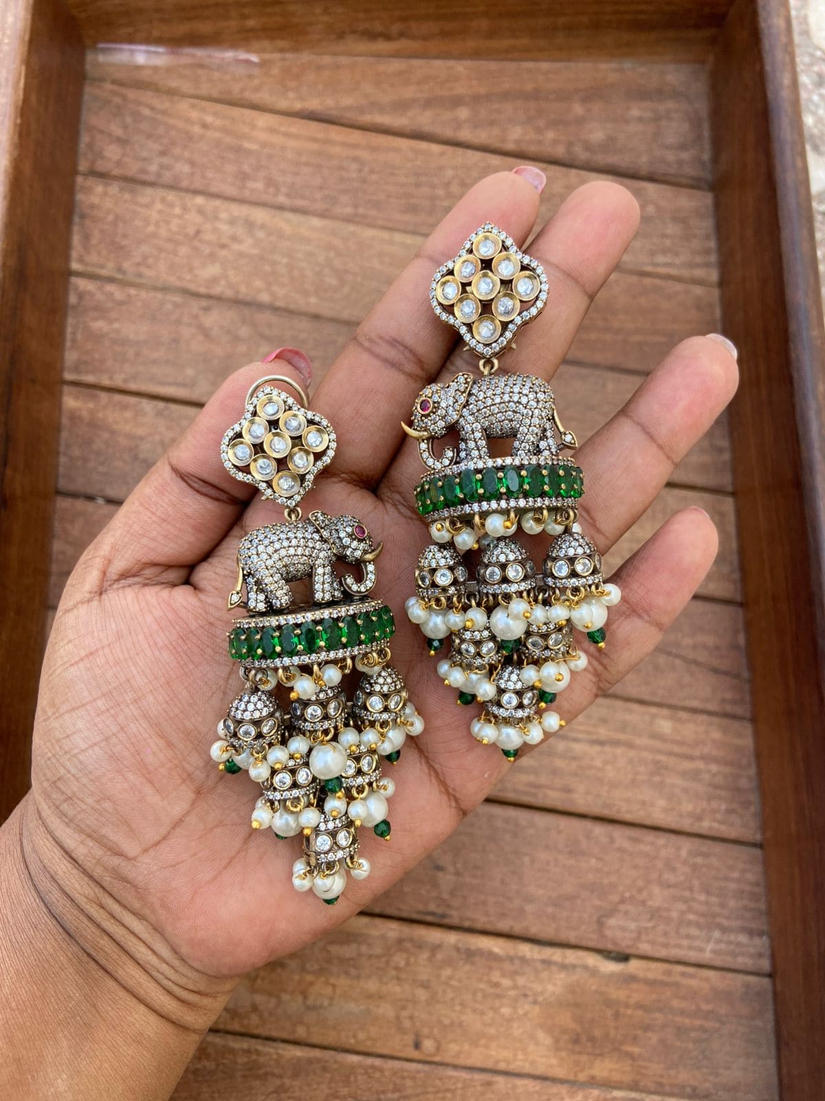 Designer elephant victorian six jhumkas - Alluring Accessories