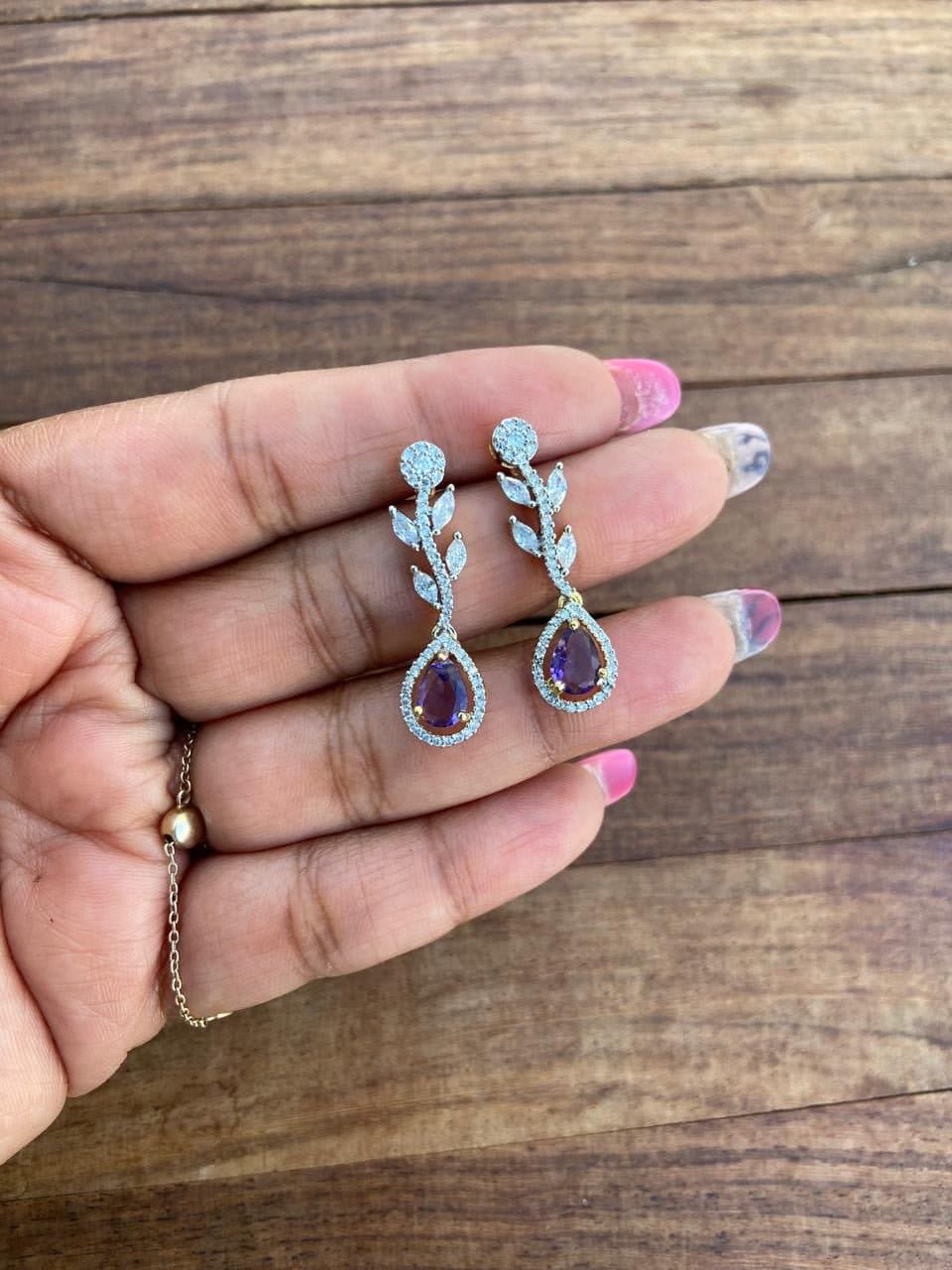 Diamond finish pearl drop stem earrings - Alluring Accessories
