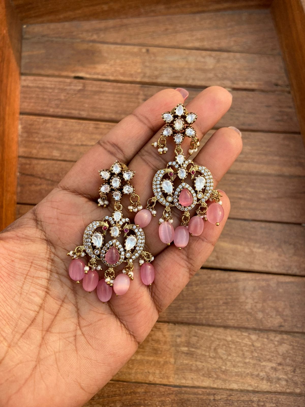 Dual peacock flower moissanite earrings - Alluring Accessories