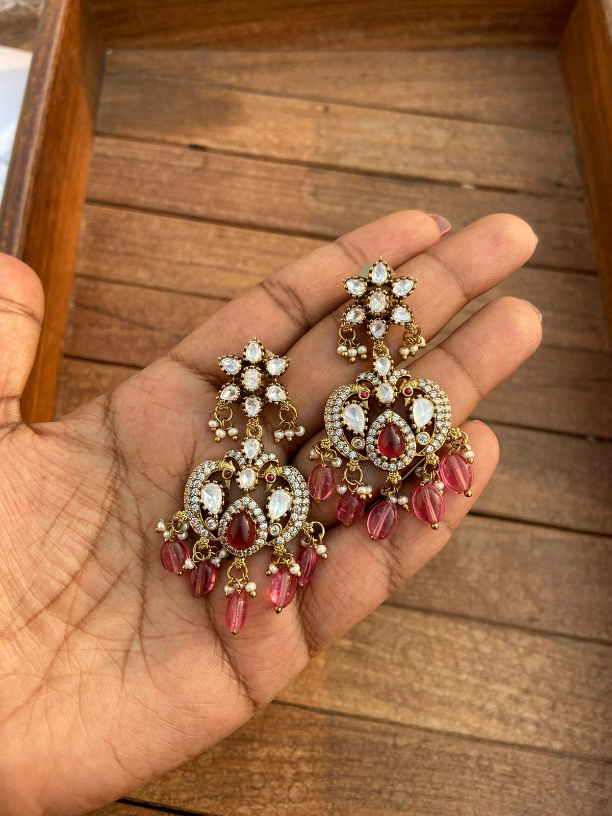 Dual peacock flower moissanite earrings - Alluring Accessories