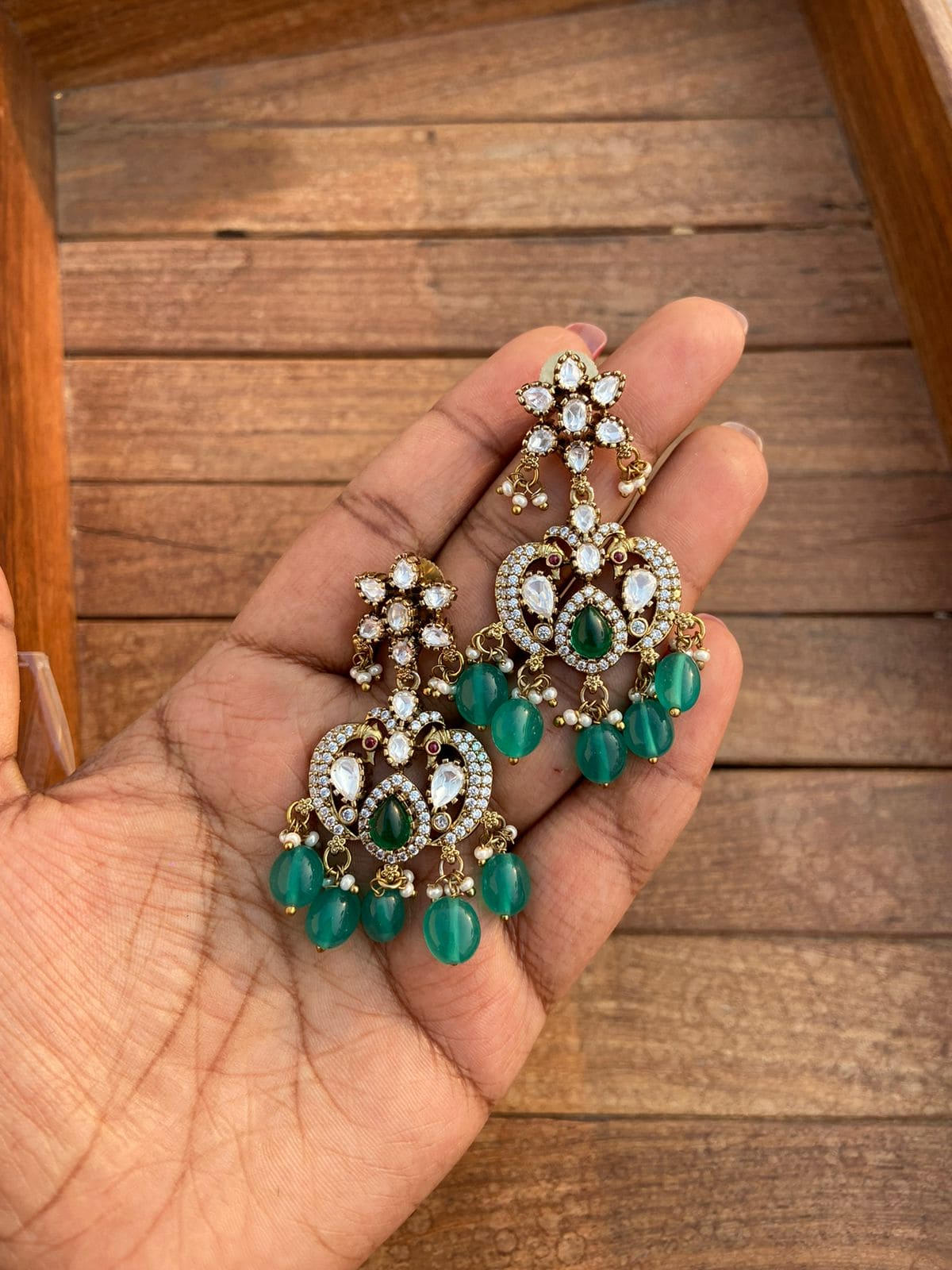 Dual peacock flower moissanite earrings - Alluring Accessories