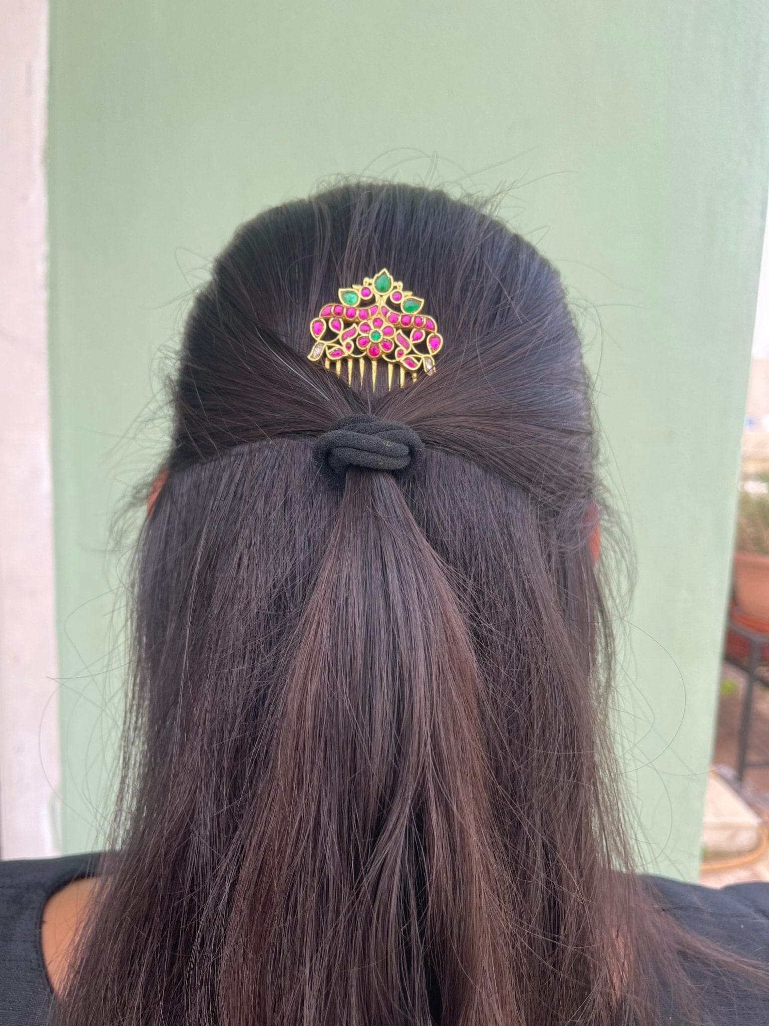 Dual peacock real kundan hair pin - Alluring Accessories