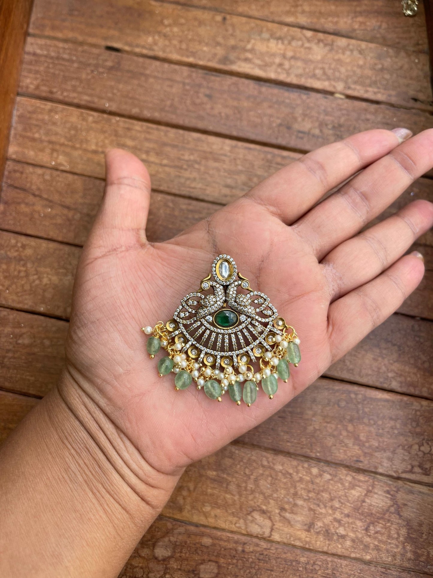 Dual peacock victorian locket with hasli - Alluring Accessories