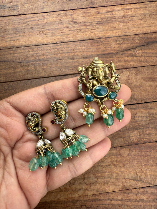 Sale ganesh locket combo with jhumkas