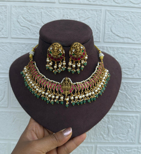 lakshmi devi real kundan choker w/o earrings 6