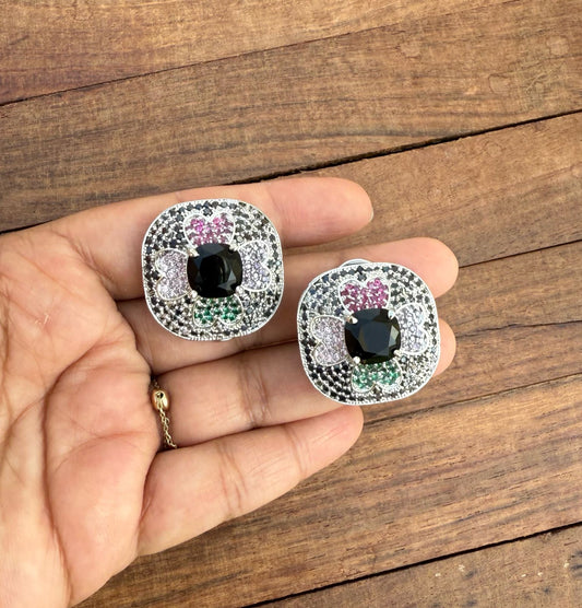 Flower reverse AD STONE ZIRCON cocktail studs