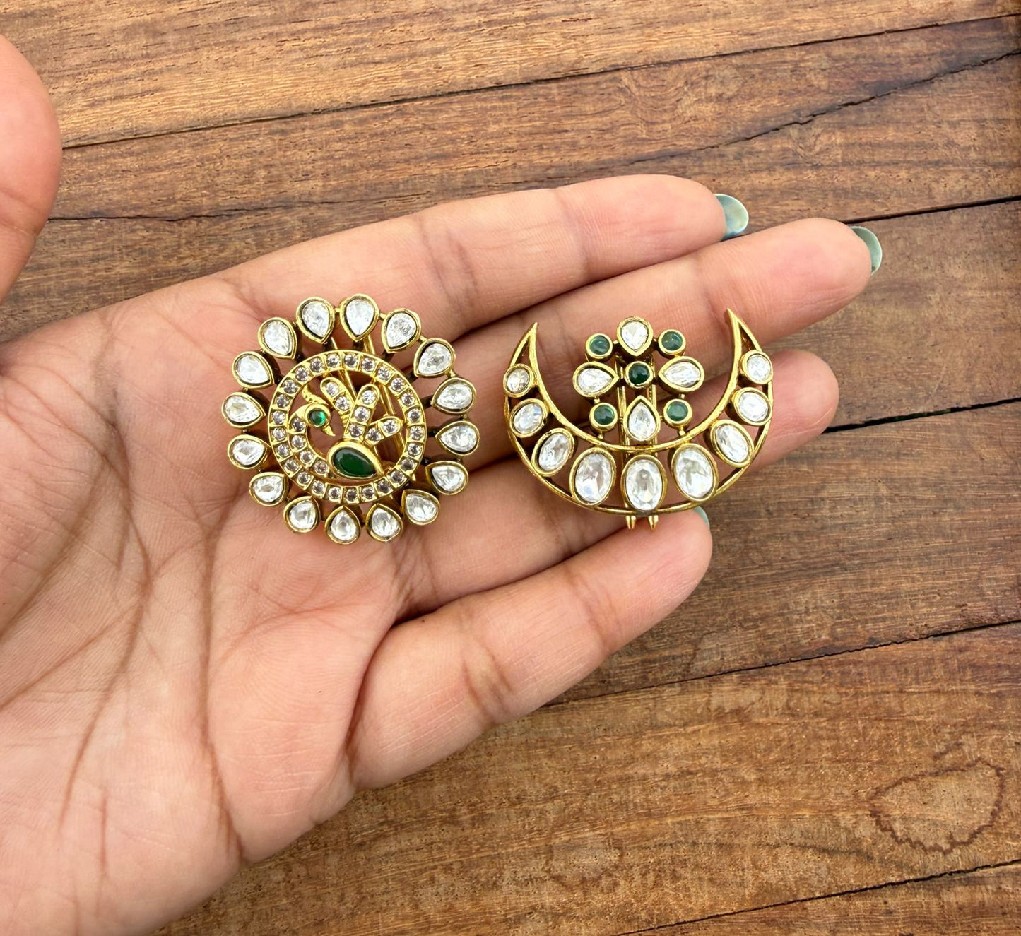 Sun moon uncut diamond hair accessory ( suryudu chandrudu) 8