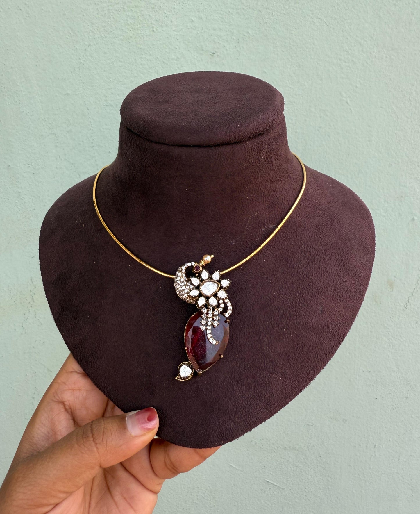 stylish doublet moissanite pastel colours peacock locket