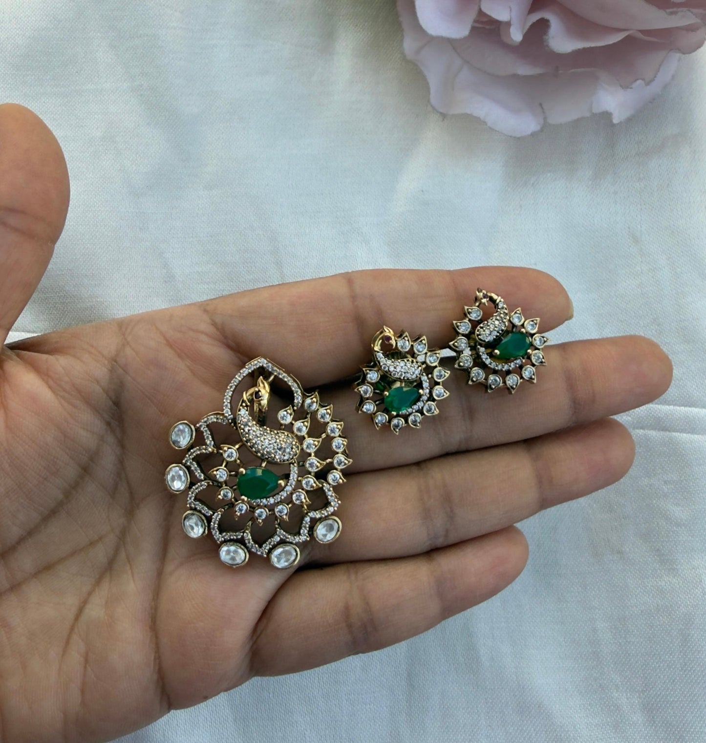 Peacock cute victorian locket combo