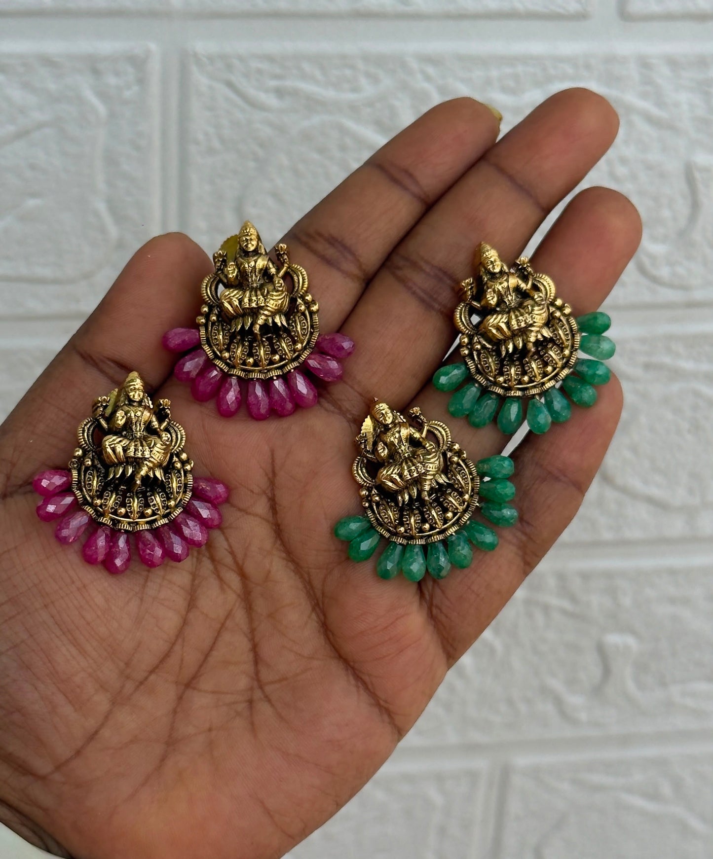 Beaded antique lakshmi devi studs