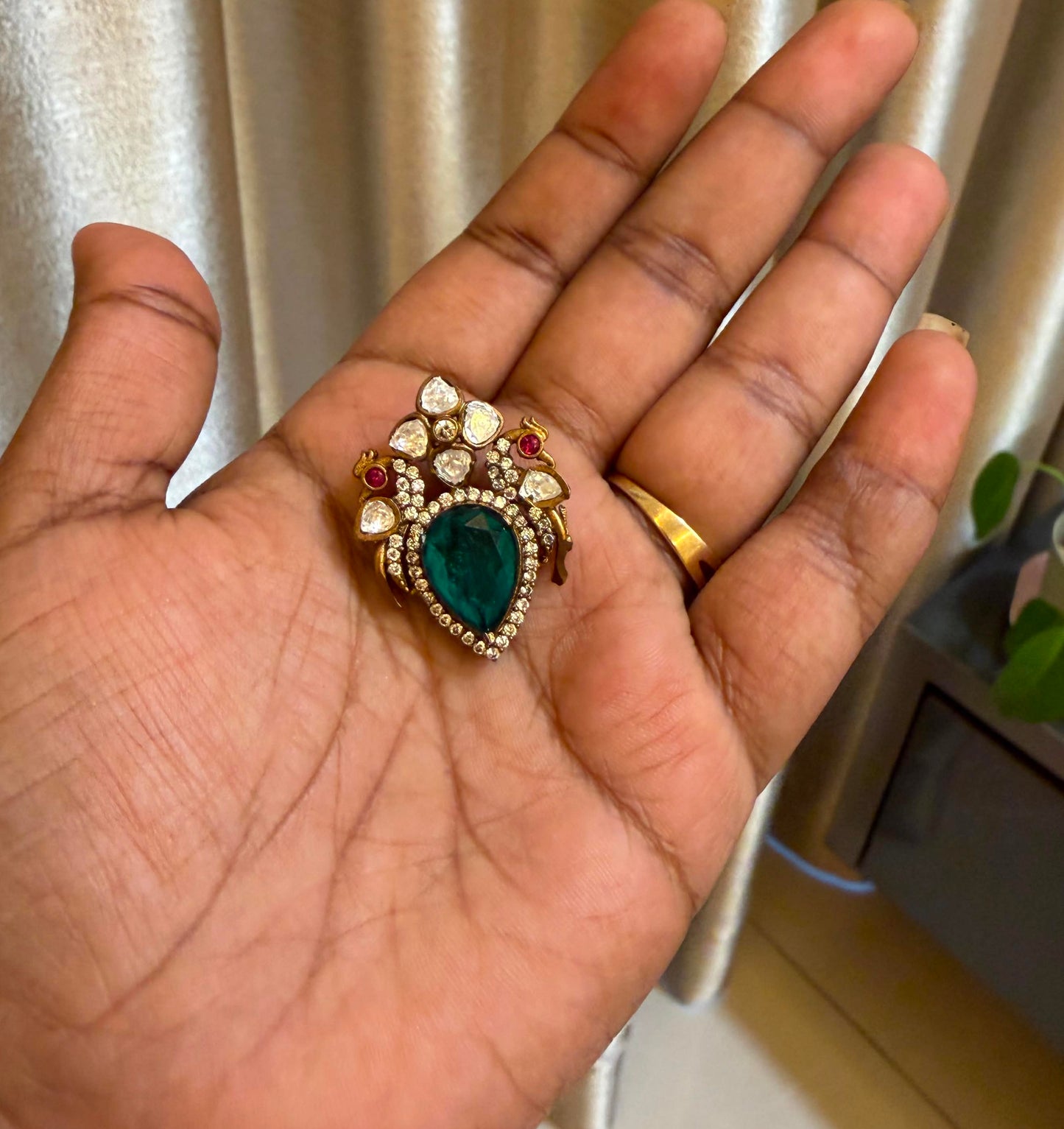 Dual peacock doublet moissanite locket