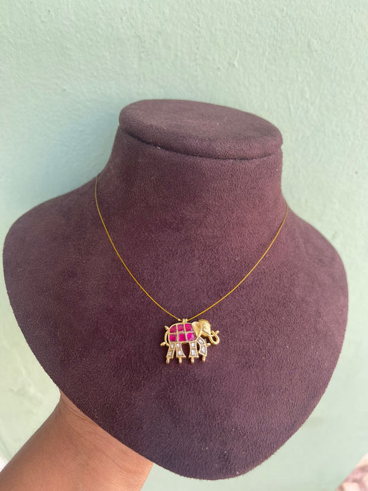 Elephant real kundan invisible necklace - Alluring Accessories