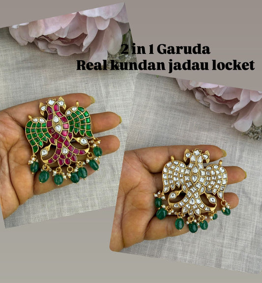 2 in 1 ganda berunda ( garuda) real kundan locket