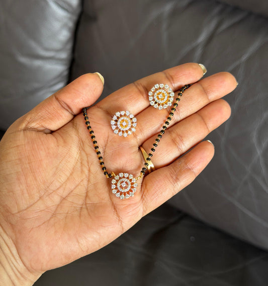 Round new diamond finish black beads necklace