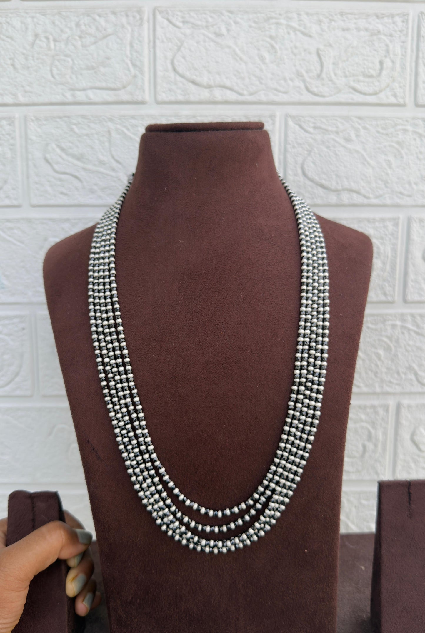 Five layered cz crystal beads mala