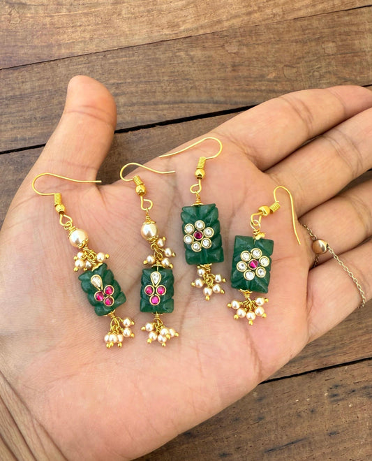Rectangle real kundan embossed dailywear hooks