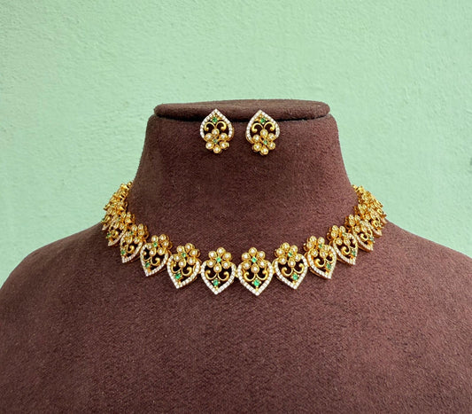 Simple flower leaf elegant necklace with earrings