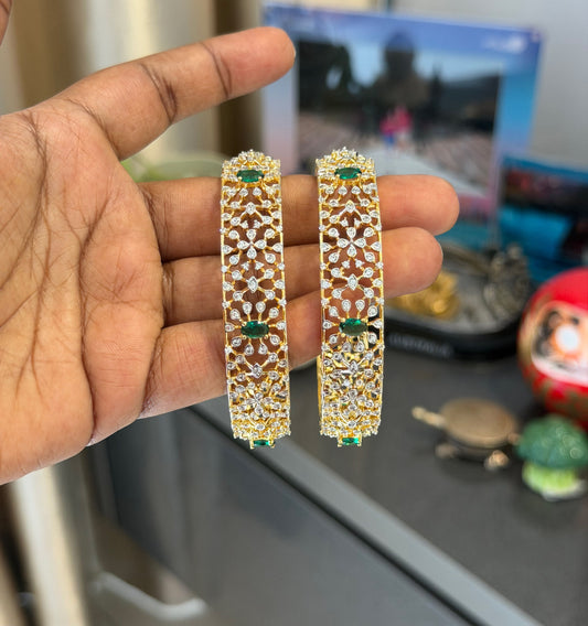 Diamond finish green emerald bangles 5