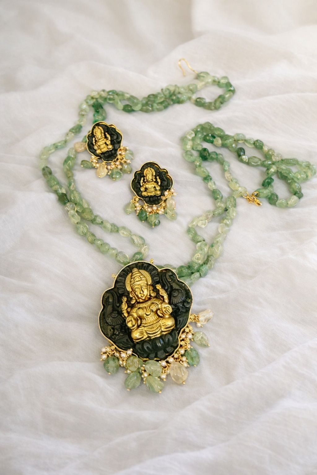 Two layered lakshmi devi necklace with mala