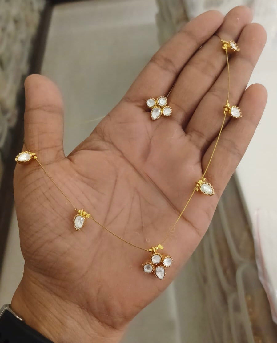 Moissanite invisible necklace with studs