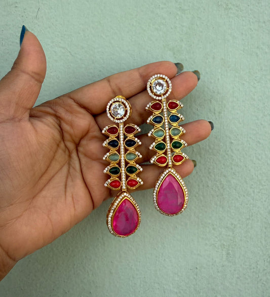 Statement atrangi colourful kundan earrings