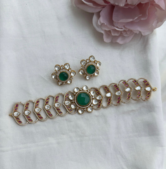 Designer Doublet moissanite choker with studs