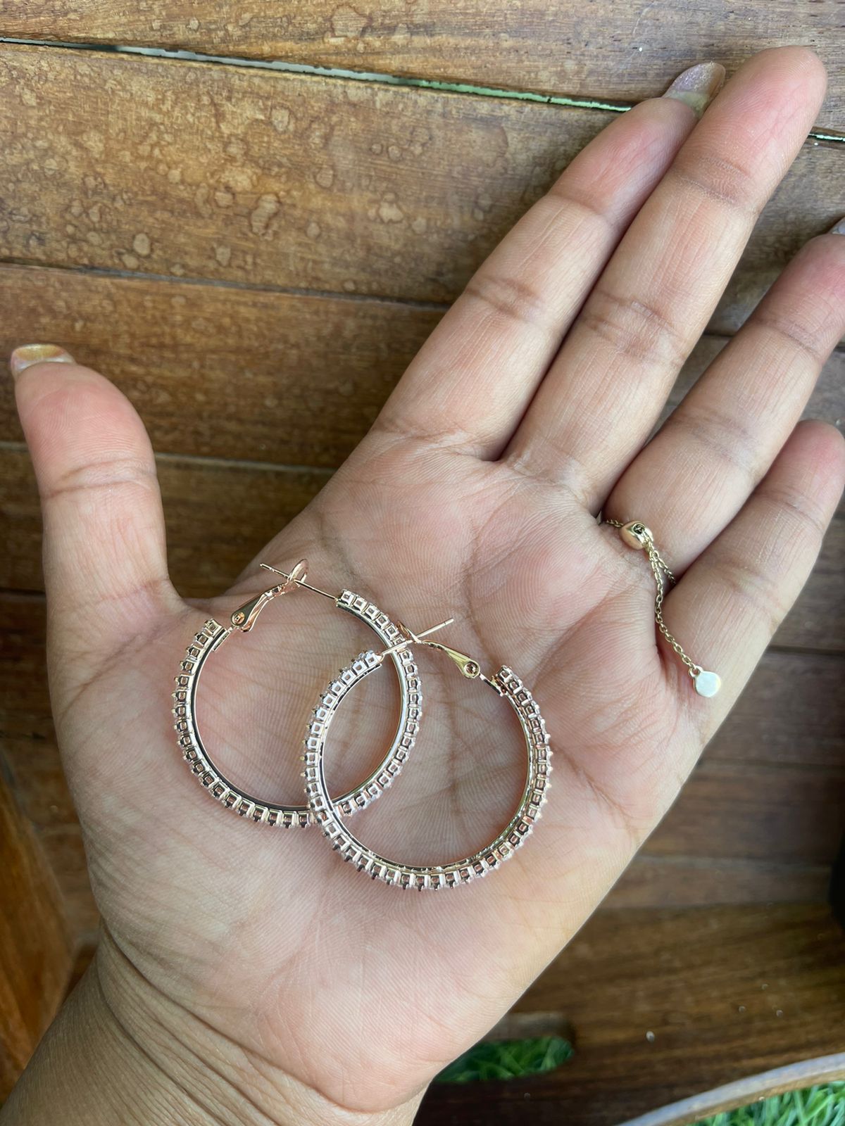 Full of stones rosegold hoop earrings - Alluring Accessories