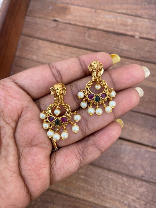 Ganesh pearl chandbali earrings - Alluring Accessories