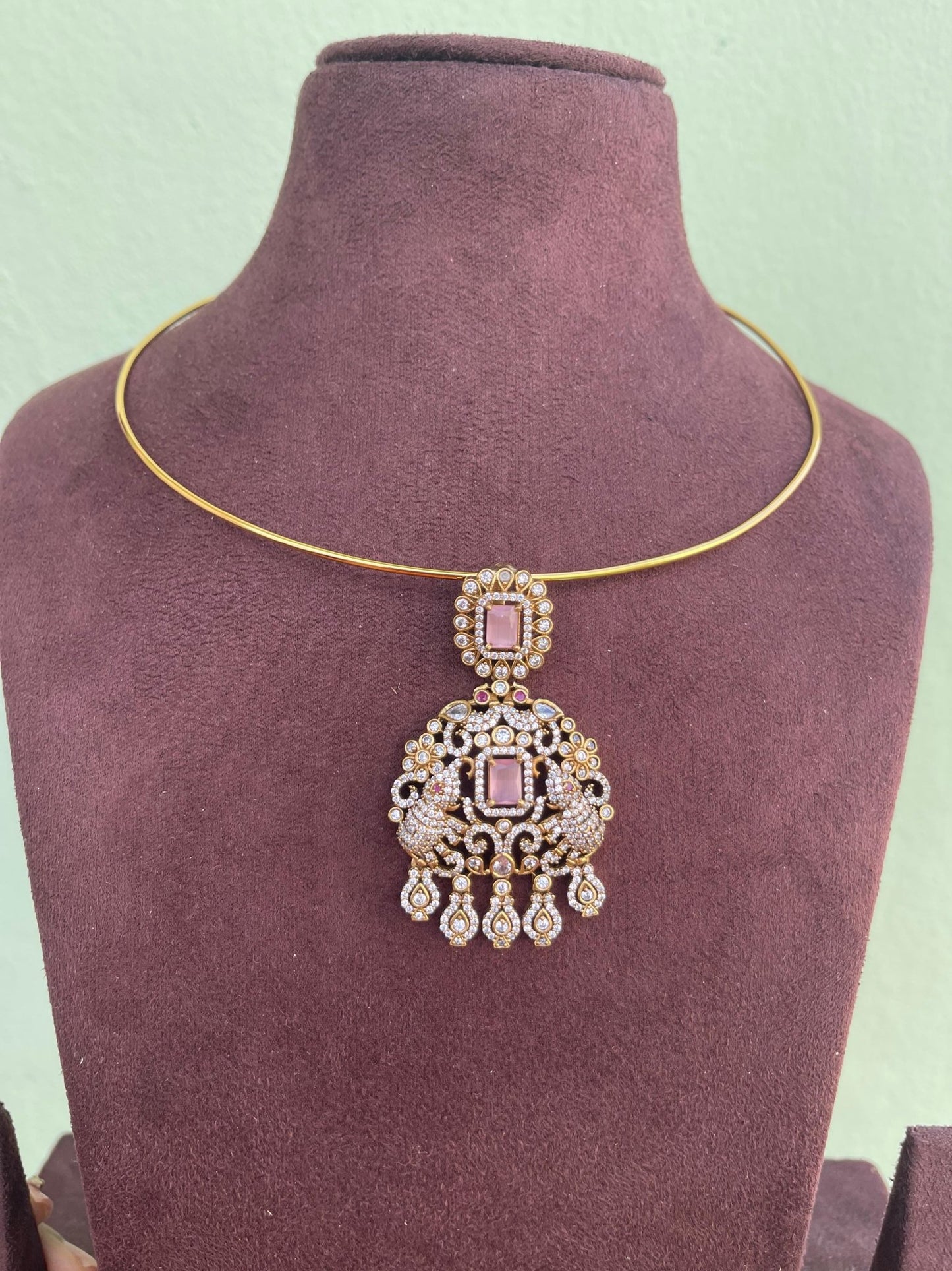 Hasli dual elephant peacock necklace with or without earrings - Alluring Accessories